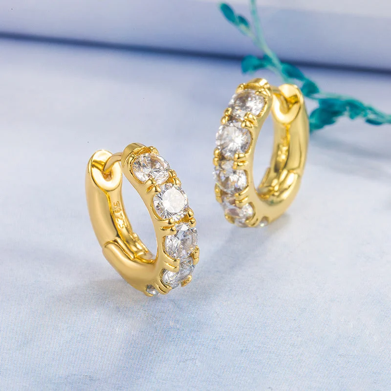 White Diamond Earrings [Yellow Gold]]