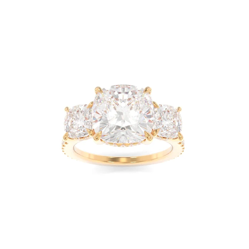 engagement rings with intricate designs for women -Taylor Three Stone Ring Cushion