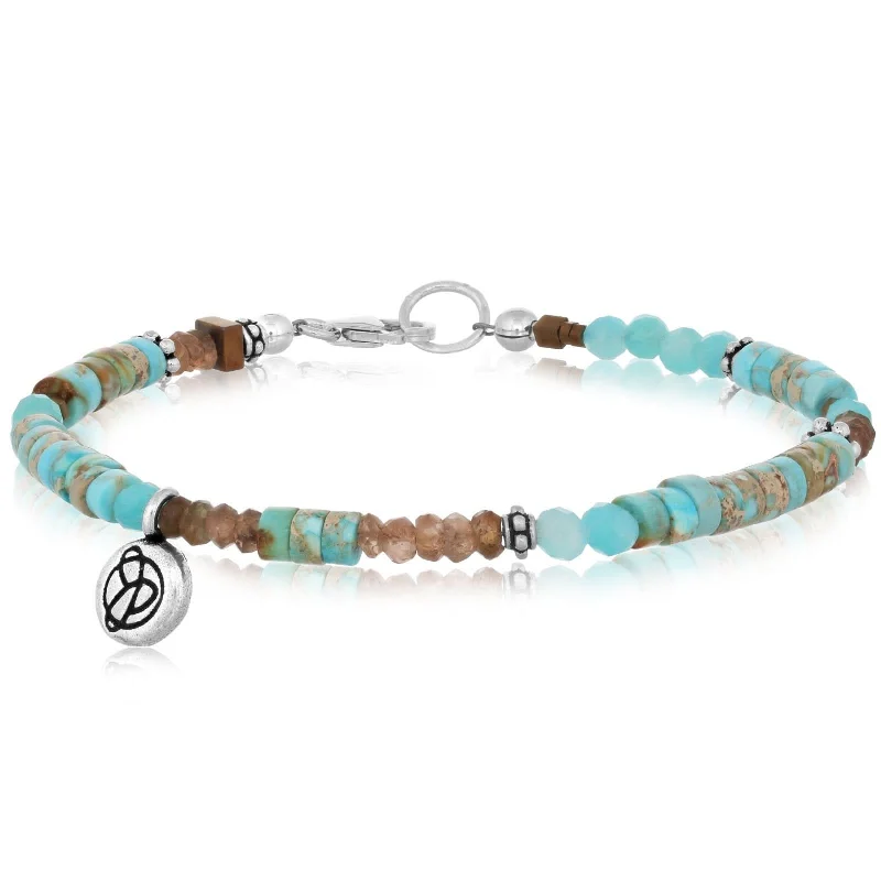 statement cuffs for women -JILL DUZAN Turquoise, Andalucite & Hematite Bracelet