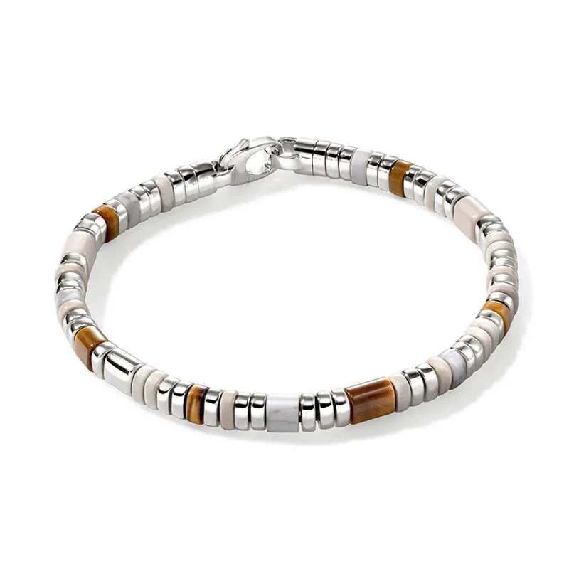 women’s gemstone bracelets -JOHN HARDY Brown & White Slim Colorblock Bracelet