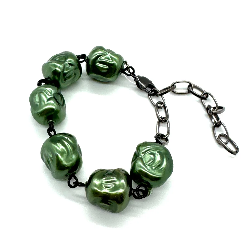 women’s sterling silver bracelets -Hollow Evergreen Nugget Betsy Bracelet