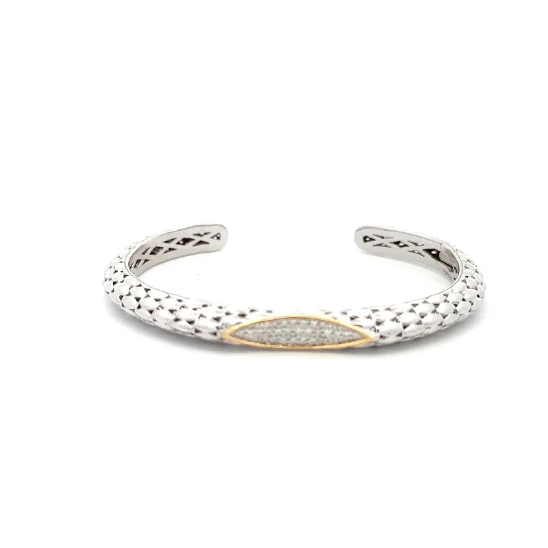 gold bracelets for women -Two-tone Diamond Cuff Bracelet