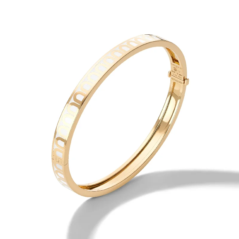 women’s bangles with charms -L'Arc de DAVIDOR Bangle PM, 18k Yellow Gold with Lacquered Ceramic