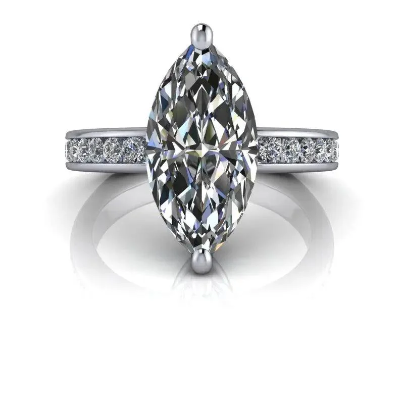 eco-friendly engagement rings for women -Marquise Cut Moissanite Ring 3.49 ctw