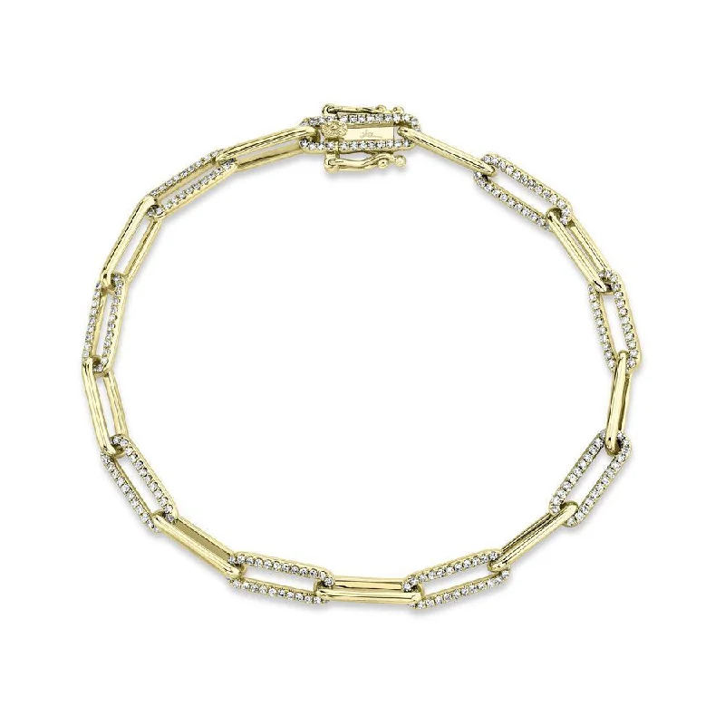 elegant tennis bracelets for women -Diamond Paper Clip Link Bracelet