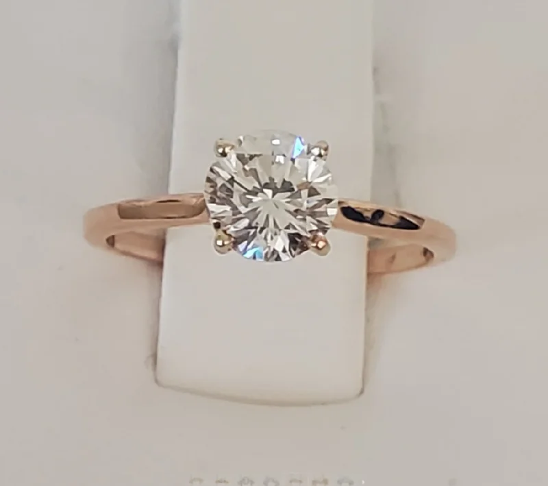 engagement rings with white diamonds for women -14kt Rose Gold Round Diamond Solitaire