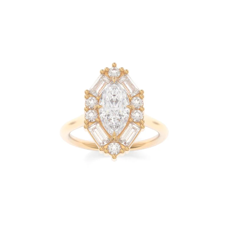 square cut engagement rings for women -Cordelia Solitaire Marquise