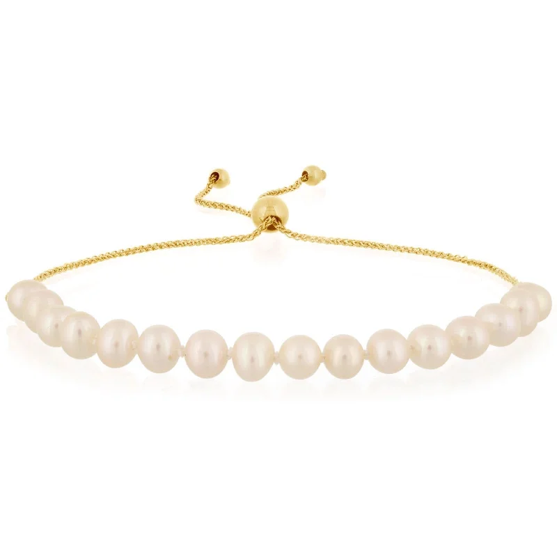 women’s custom engraved bangles -Bolo Pearl Bracelet