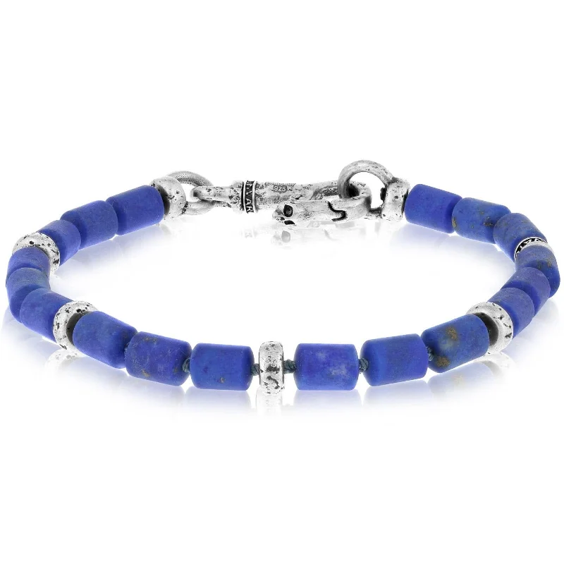 stackable bracelets for women -JOHN VARVATOS Blue Lapis & Silver Rondelle Bracelet