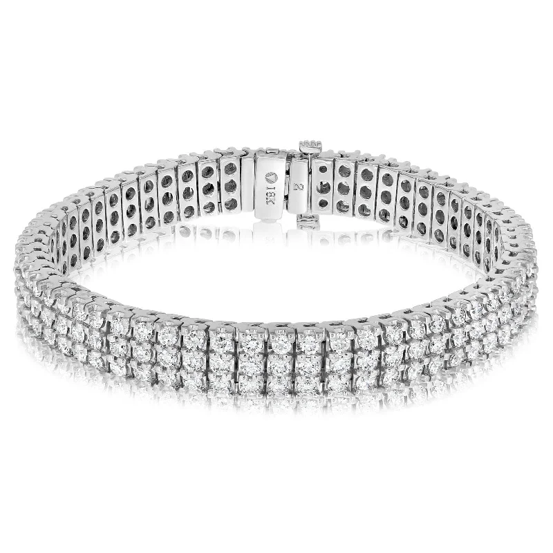 rose gold bracelets for women -6.50 Carat Three Row Diamond Bracelet