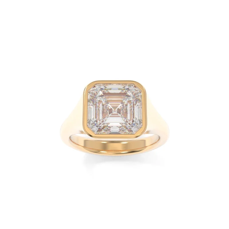 unique bridal engagement rings for women -Sculpted Signet Ring Asscher