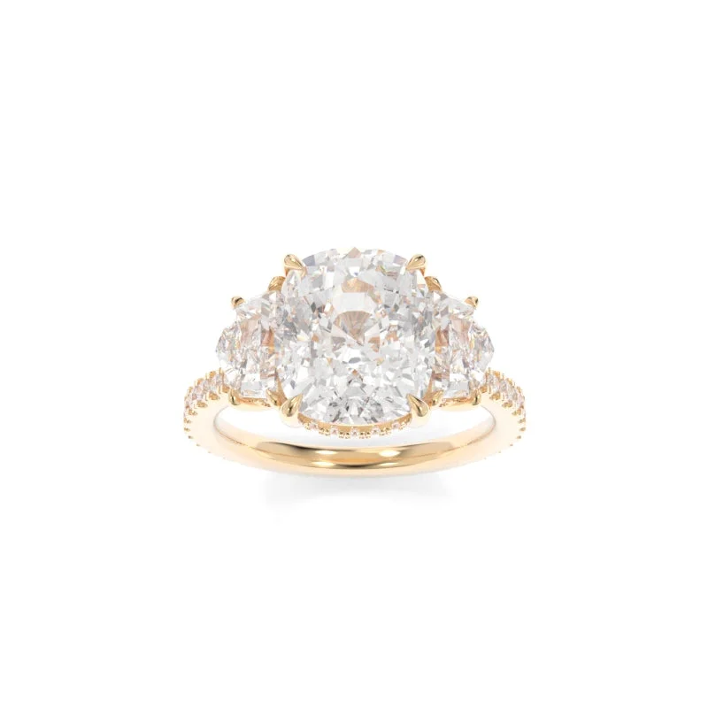 engagement rings with white diamonds for women -Michelle Ring (Cadillac Version) Elongated Cushion