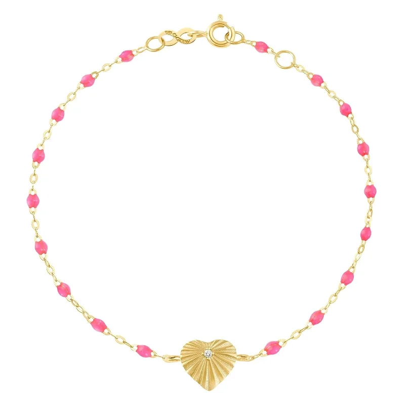 cuff bracelets for women -GIGI CLOZEAU Classic Heart Lumiere Bracelet in Pink