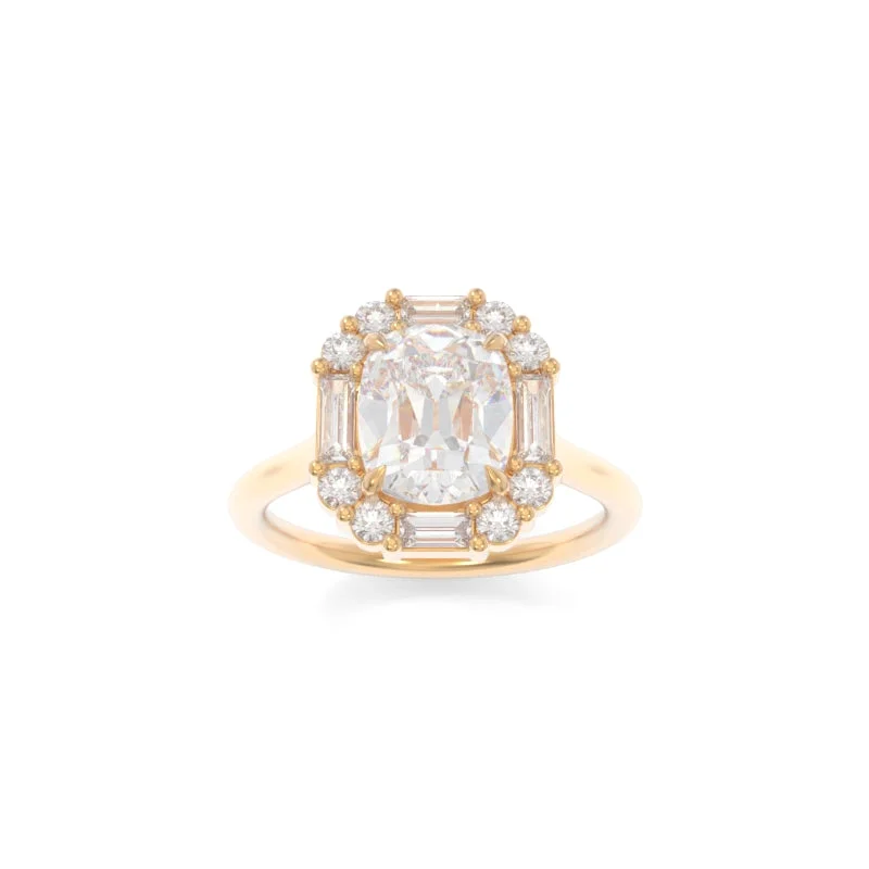 engagement rings with oval diamonds for women -Cordelia Solitaire Old Mine Cushion