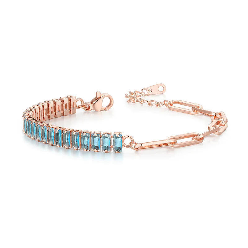 2.5 * 5mm Rose Gold Ocean Blue Stone