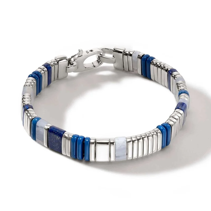 leather bangles with beads for women -JOHN HARDY Blue & White Colorblock Bracelet