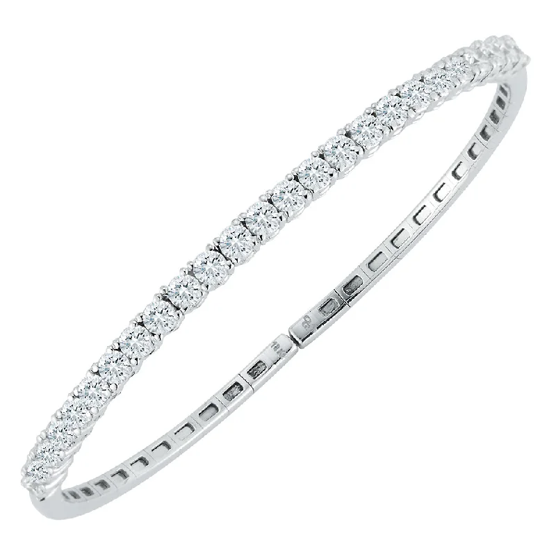 silver charm bracelets for women -18 Karat White Gold Diamond Bangle Bracelet