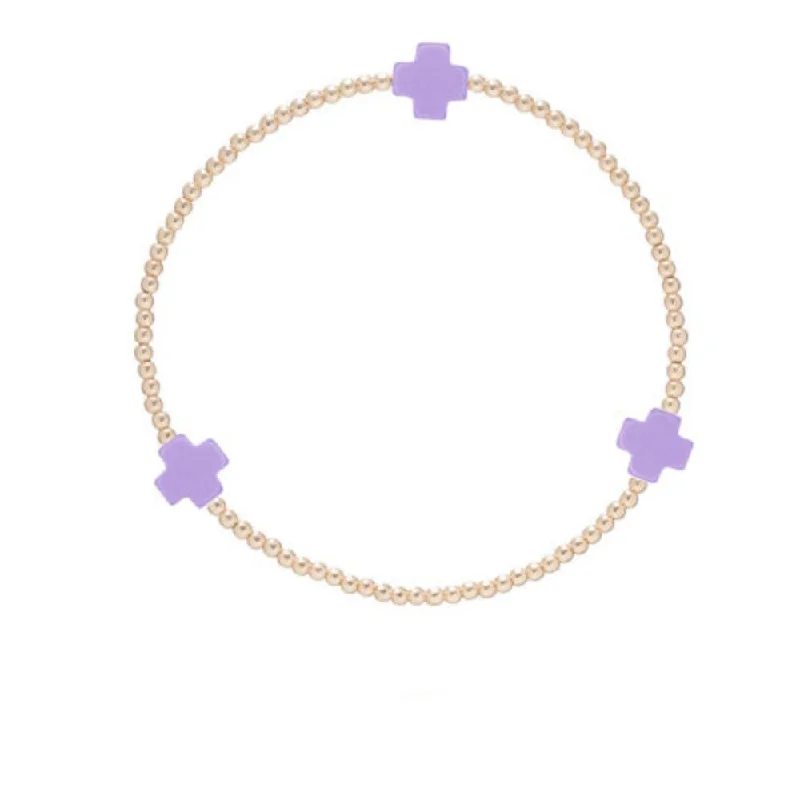 adjustable bracelets for women -enewton 6.25" Signature Cross Gold Pattern 2mm Bead Bracelet - Purple