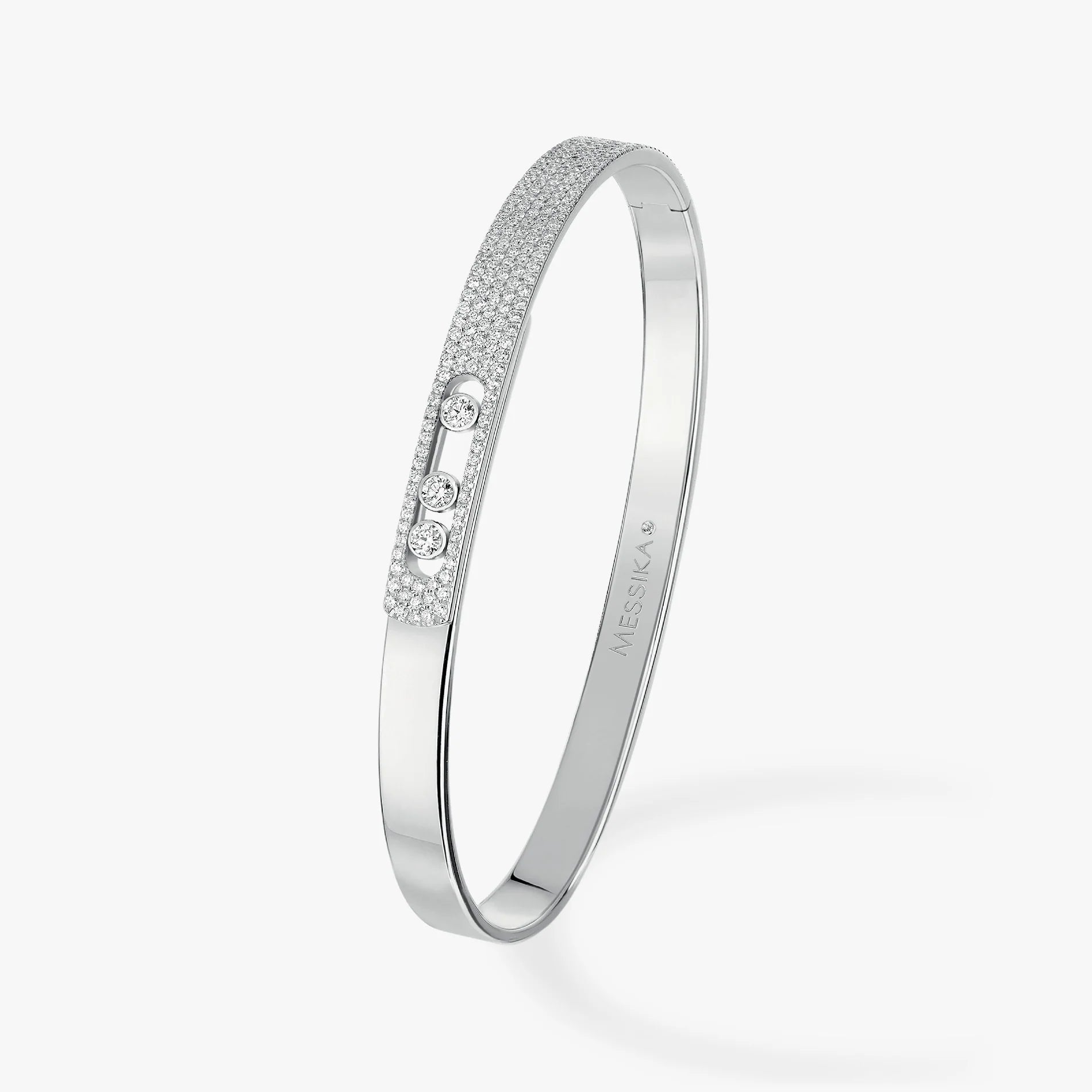 simple bangles for women -0.91ctw White Gold Diamond Pavé Bangle Bracelet