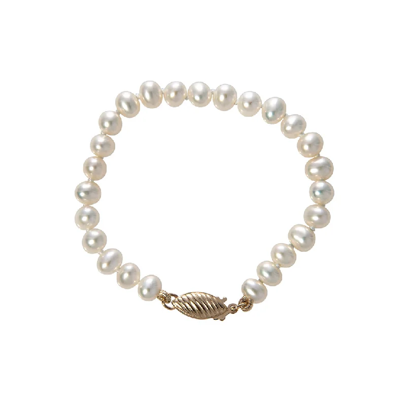 wrap bracelets for women -Baby Freshwater Pearl 14K Yellow Gold Bracelet