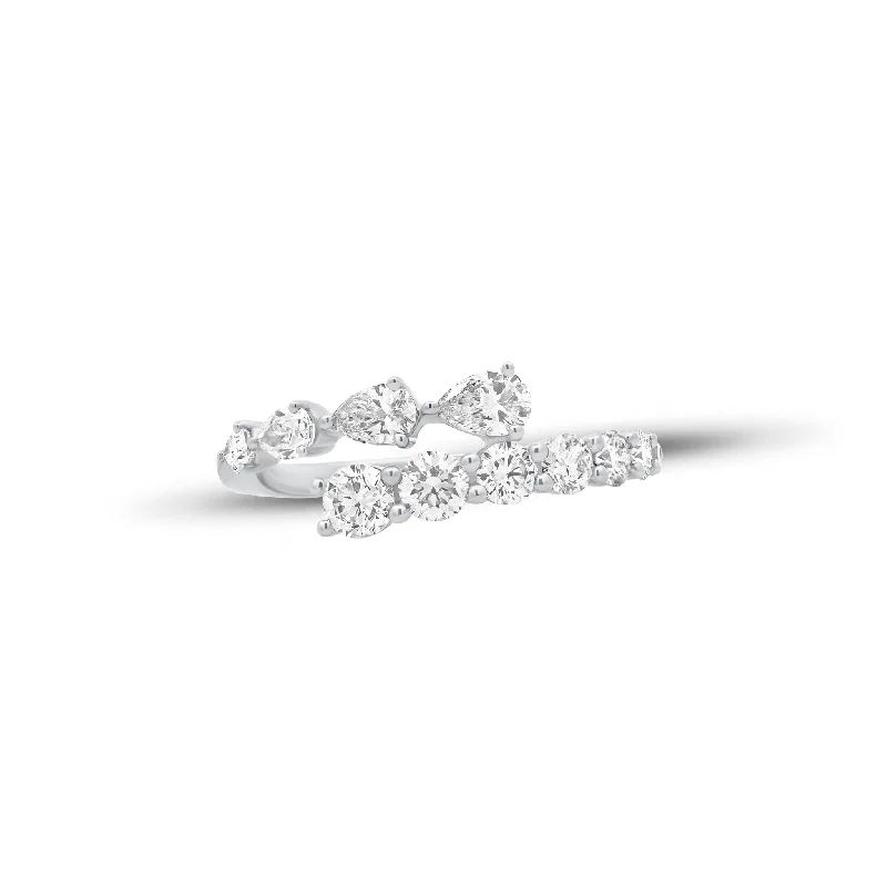 engagement rings with white diamonds for women -Pear & Round Diamond Wrap Ring