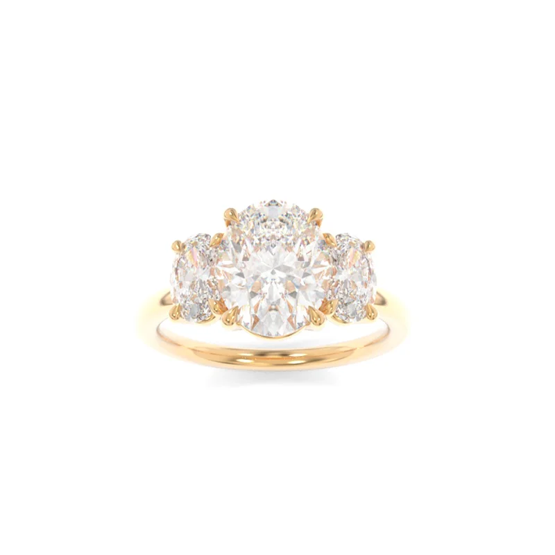 engagement rings with mixed metals for women -Samantha Solitaire Oval