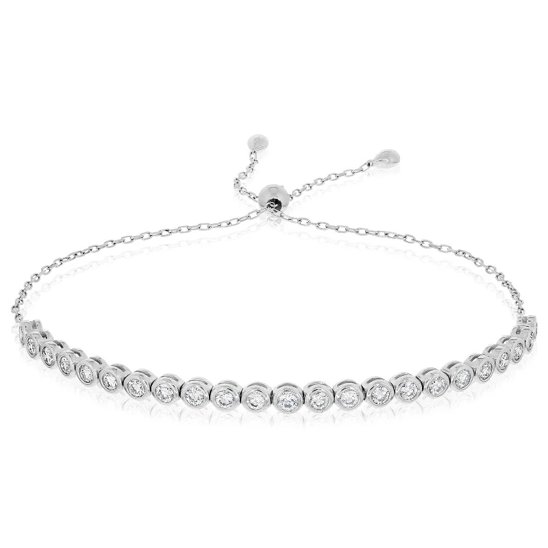 women’s friendship bangles -Adjustable Diamond Bolo Bracelet