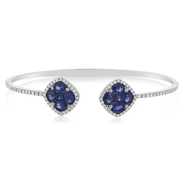 engraved bangles for women -Sapphire & Diamond Cuff Bracelet