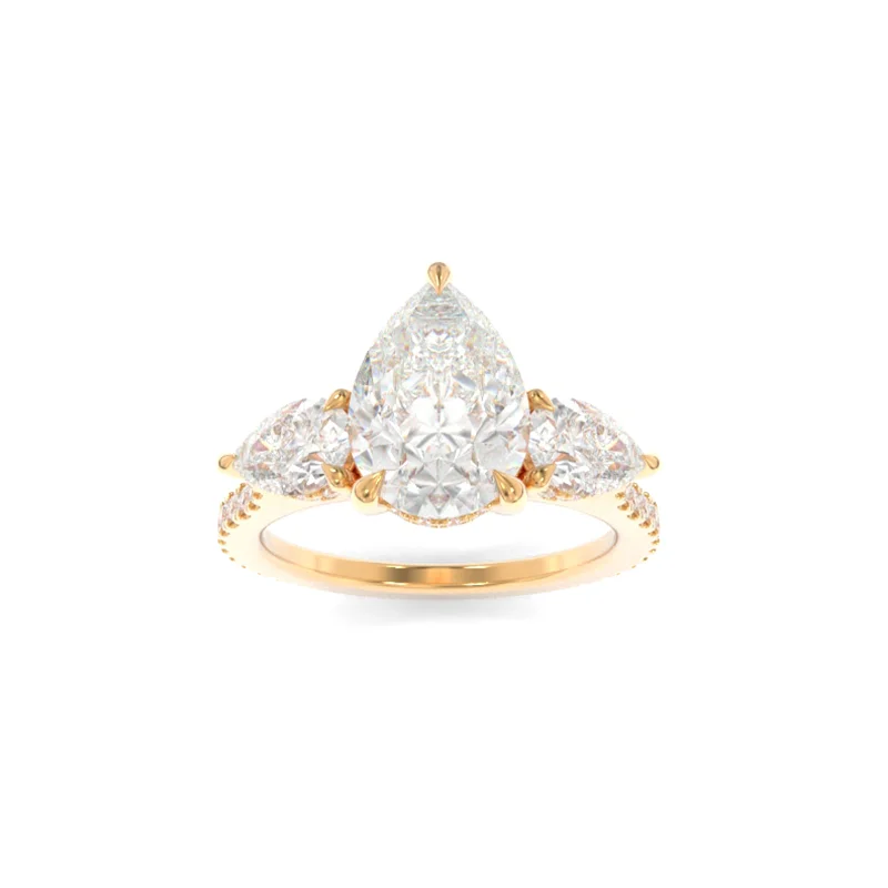 engagement rings with a large diamond for women -Taylor Three Stone Ring Pear