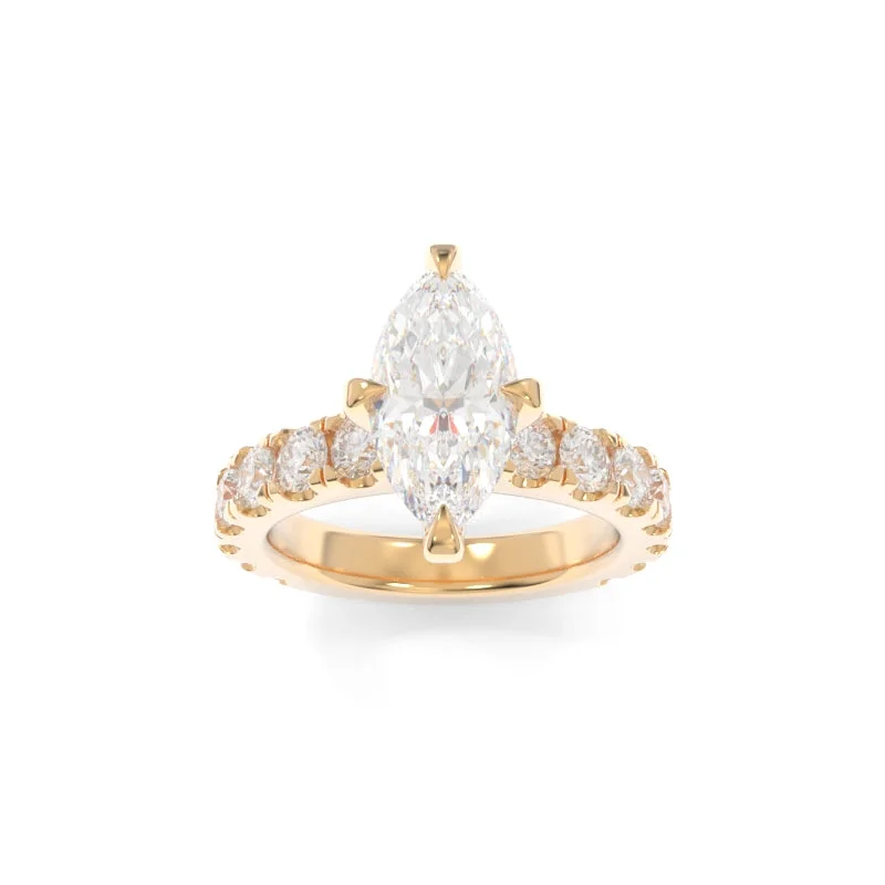 engagement rings with mixed metals for women -Simone Ring Marquise