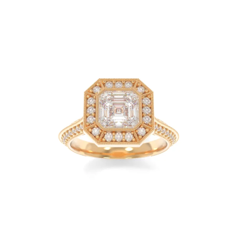 three-stone engagement rings for women -Octavia Ring Asscher