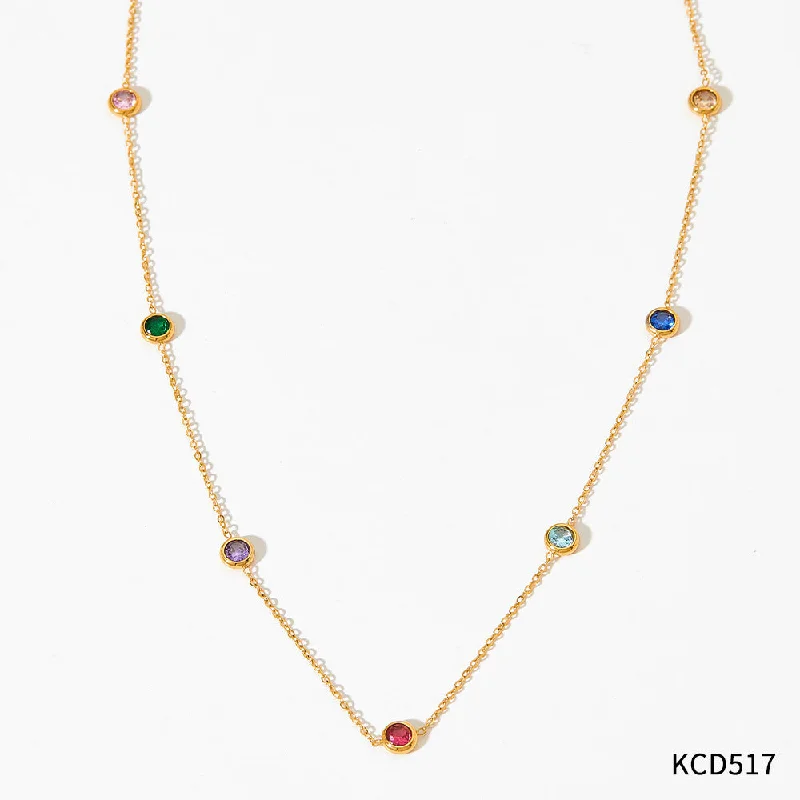 Kcd517 Gold Necklace + Color Zirconium