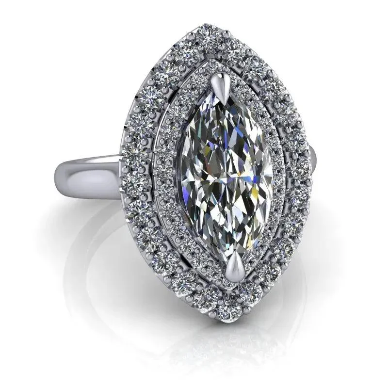 engagement rings with modern settings for women -Marquise Cut Moissanite Ring 2.37 ctw