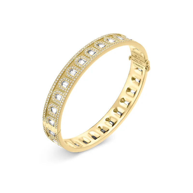 engraved bracelets for women -L'Arc Deco Bangle, 18k Yellow Gold with DAVIDOR Arch Cut Diamonds and Brilliant Diamonds