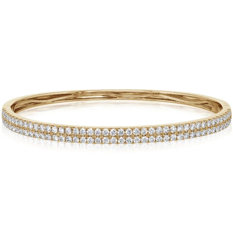 women’s chunky gold bracelets -Two Row Diamond Bangle Bracelet