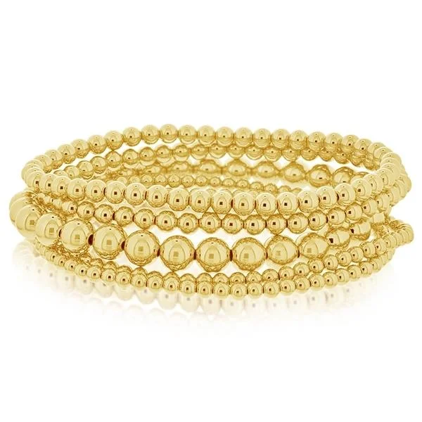 thin bangles for women -Gold Filled Bead Bracelet Stack