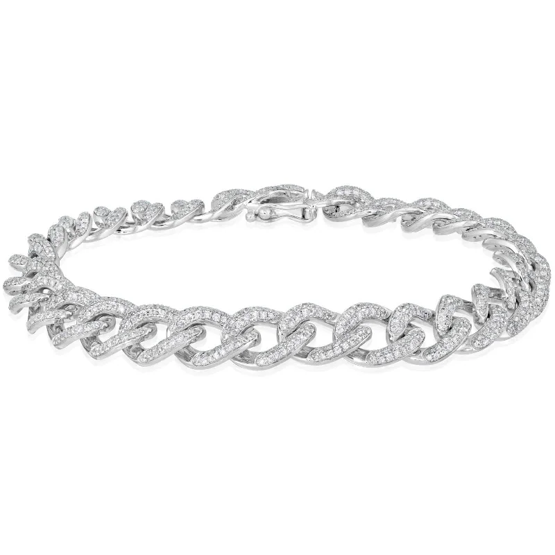 rhinestone bracelets for women -2 Carat Diamond Curb Bracelet