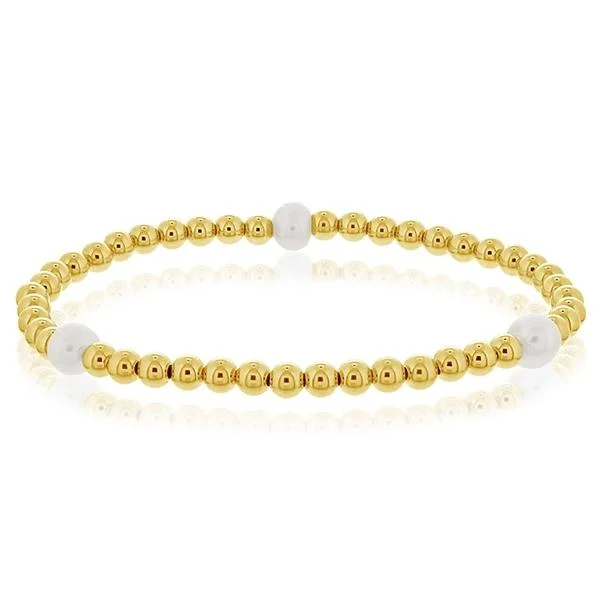 personalized bracelets for women -4mm Gold Filled Bead & Pearl Bracelet