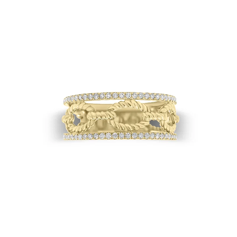 solitaire engagement rings for women -Diamond & Gold Rope Link Ring