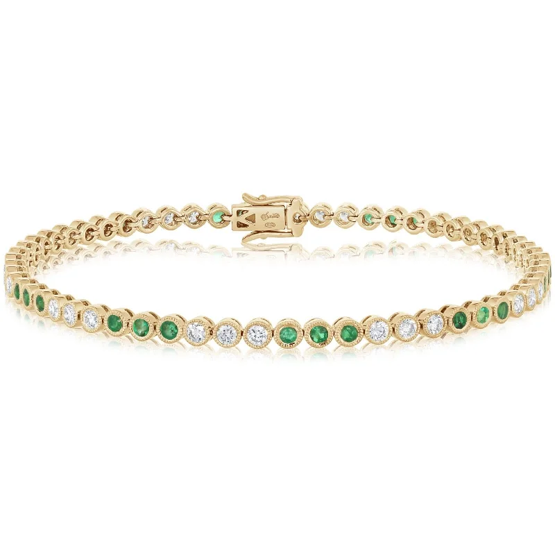 women’s vintage bracelets -18K Yellow Gold Diamond & Emerald Bracelet