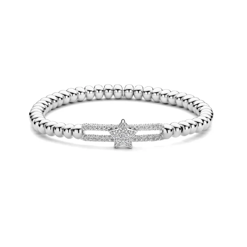 silver bangles with stones for women -0.75ctw, 18K White Gold Tresore Stretch Bracelet