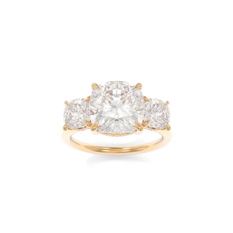 princess cut engagement rings for women -Taylor Three Stone Solitaire Cushion