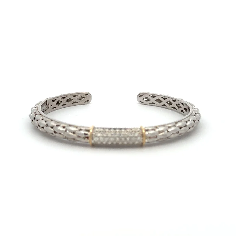 gold wedding bangles for women -Two-tone Diamond Cuff Bracelet