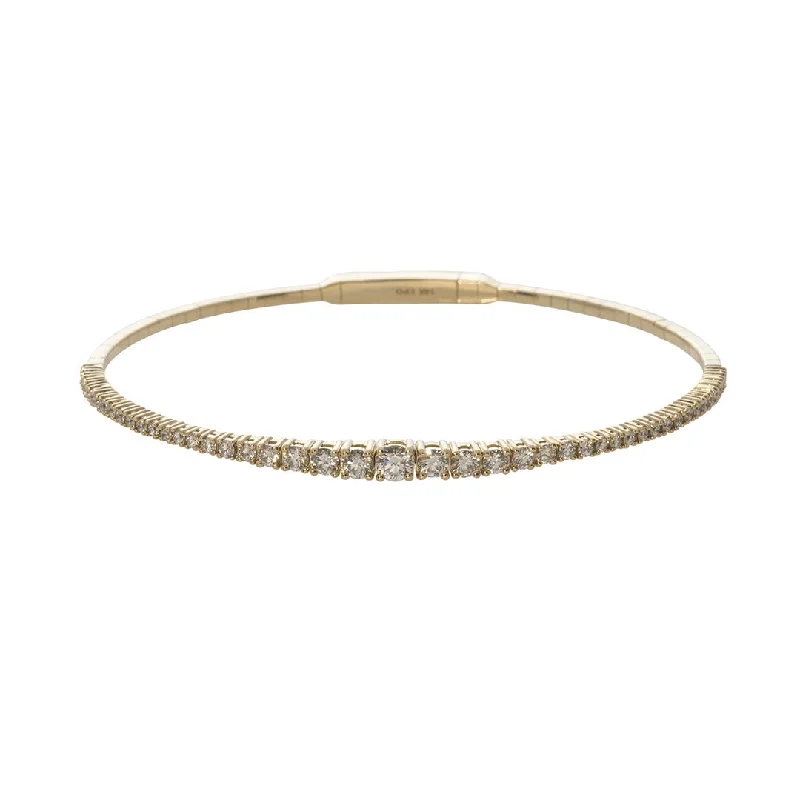 women’s beaded charm bracelets -1.25ctw Graduated Diamond 14K Yellow Gold Flex Bangle