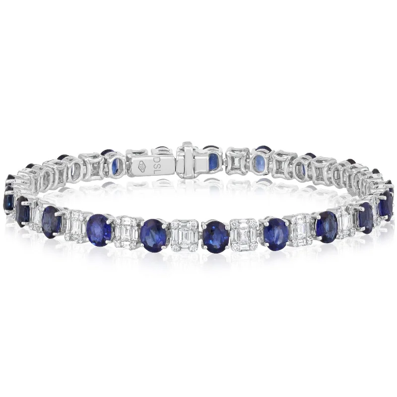 gold cuff bracelets for women -Sapphire & Diamond Bracelet