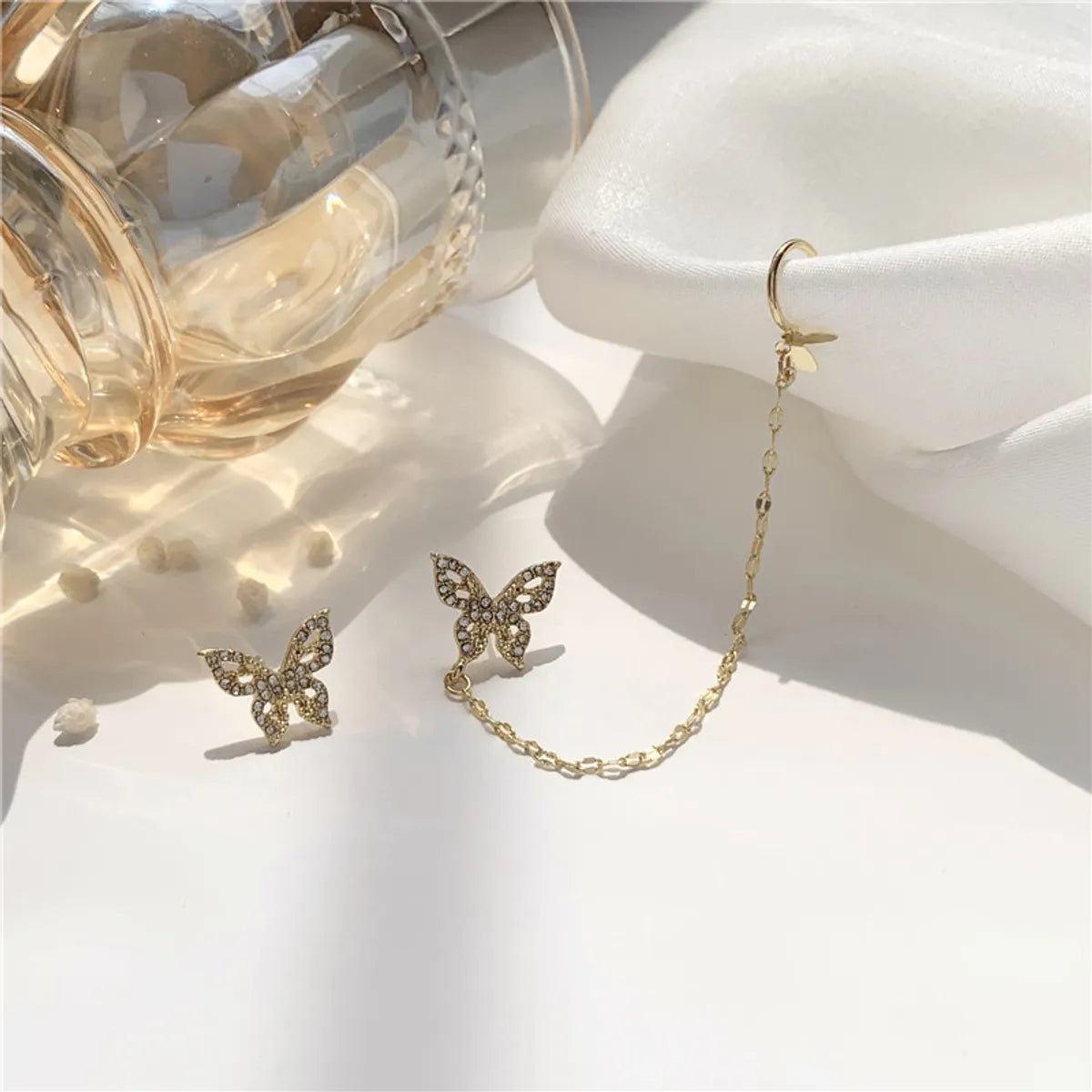 engagement rings with heart-shaped diamonds for women -Korean Style Butterfly Diamond Stud Earrings