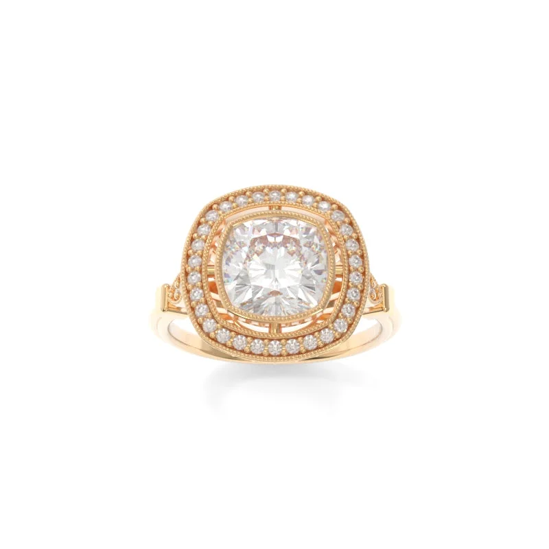 rose gold solitaire engagement rings for women -Lillian Ring Cushion