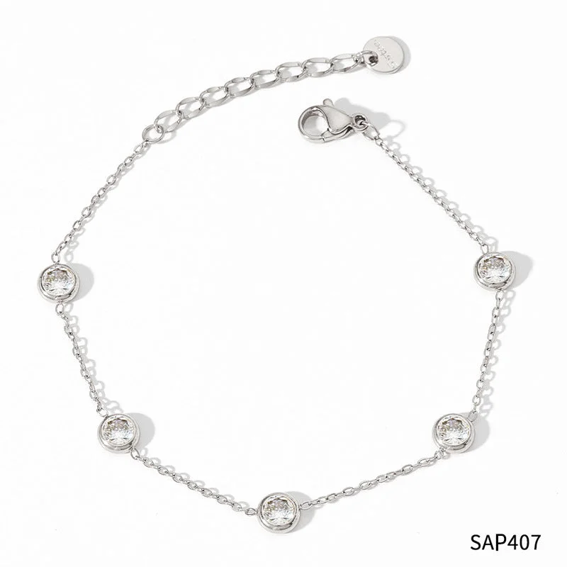 Sap407 White Gold Color Bracelet White Zirconium