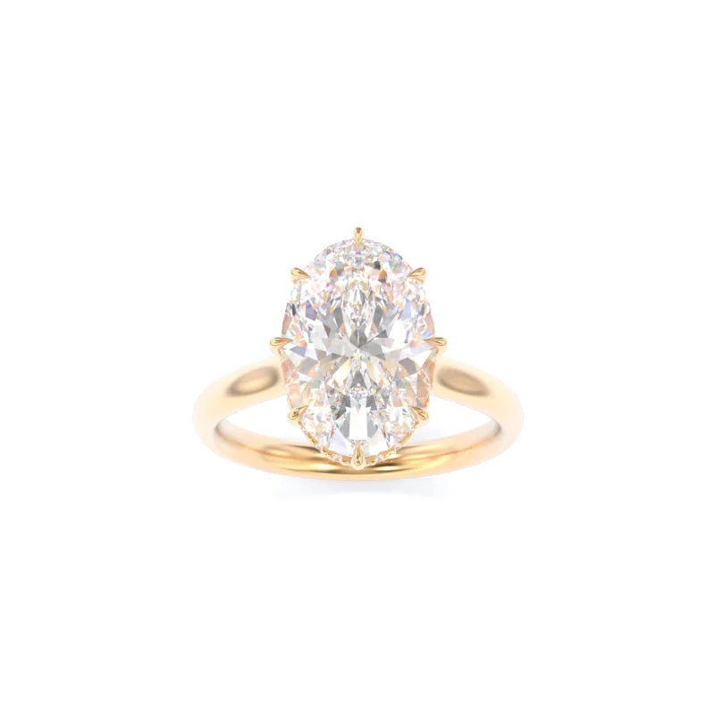 rose gold solitaire engagement rings for women -LynnieBeth Solitaire Oval