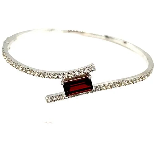 pearl bracelets for women -Sterling Silver Garnet Bracelet